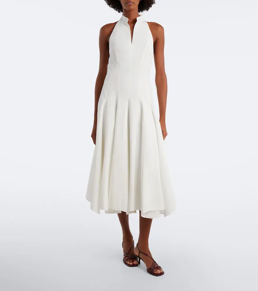 Brunello Cucinelli Pleated cotton poplin midi dress | Thumbnail 3 Brunello Cucinelli Pleated cotton poplin midi dress | Thumbnail 3