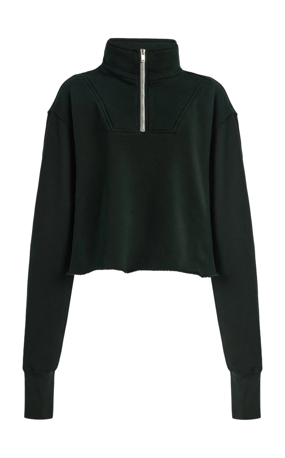 Les Tien Haley Cropped Half-Zip Cotton Sweatshirt