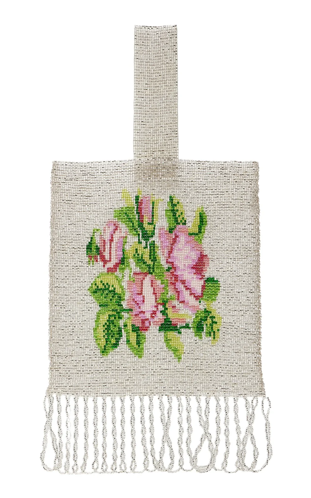 Pura Utz Exclusive Floral Fringed Beaded Pouch
