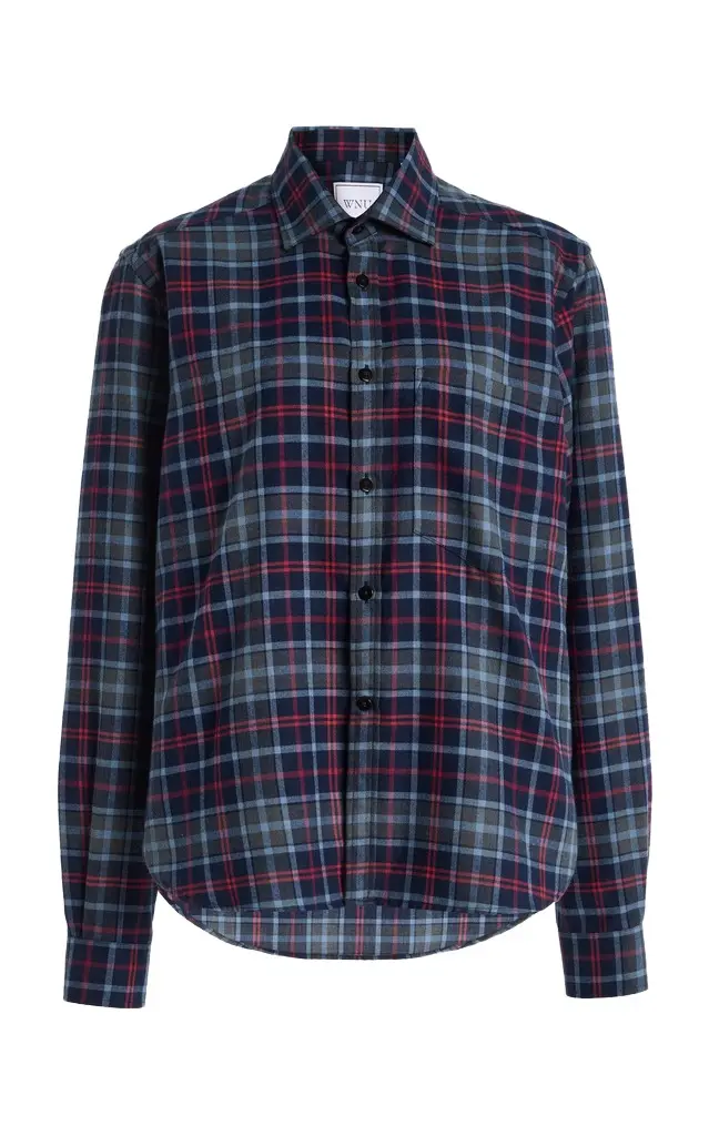 With Nothing Underneath Exclusive The Classic Plaid Cotton-Wool Shirt