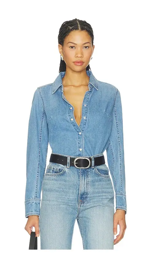 X We The Free Benny Slim Denim Top
