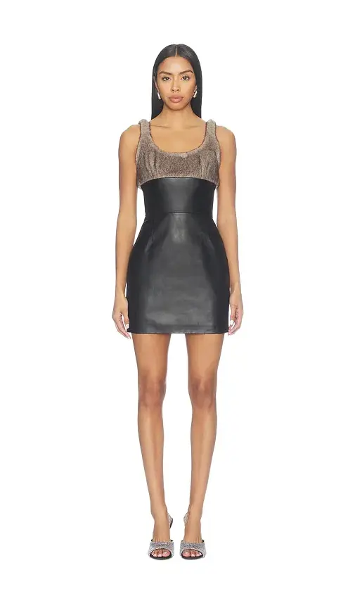 Tailored Leather Dress With Faux Fur Tailored Leather Dress With Faux Fur