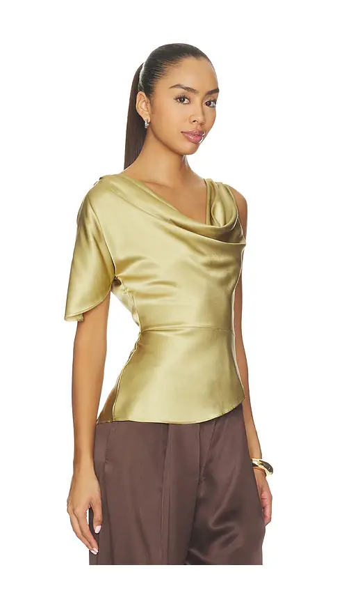Fleur du Mal Gold Twill Asymmetrical Top | Thumbnail 2 Fleur du Mal Gold Twill Asymmetrical Top | Thumbnail 2