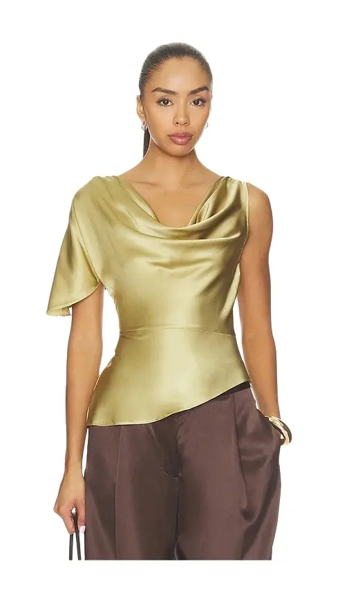 Fleur du Mal Gold Twill Asymmetrical Top