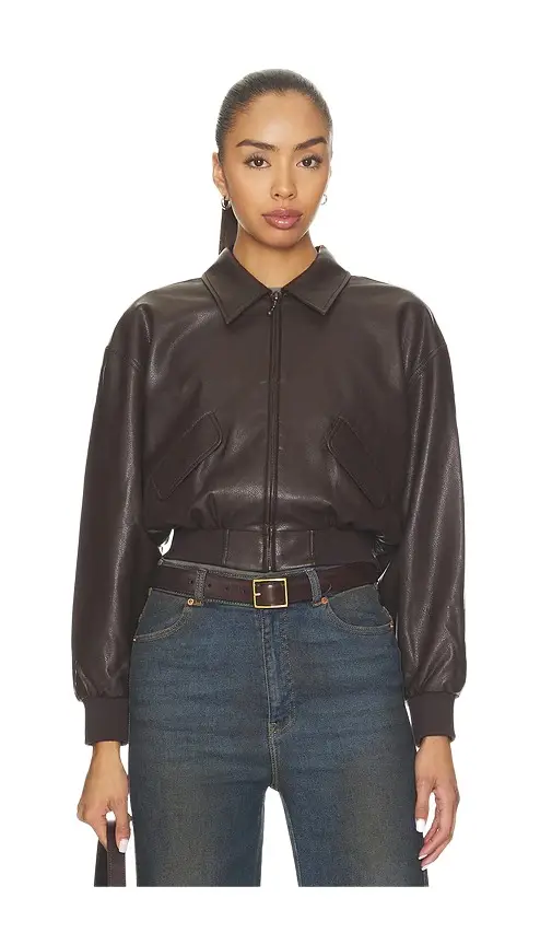 GOOD AMERICAN The Better Than Leather Cropped Jacket