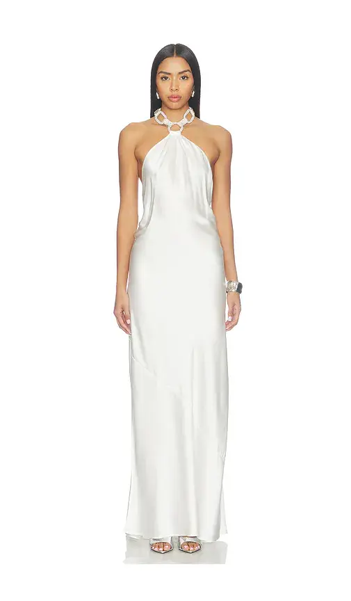 Bronx and Banco Silky Halterneck Gown With Diamond Chain | Thumbnail 2 Bronx and Banco Silky Halterneck Gown With Diamond Chain | Thumbnail 2