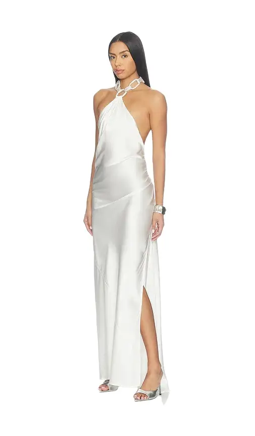 Bronx and Banco Silky Halterneck Gown With Diamond Chain