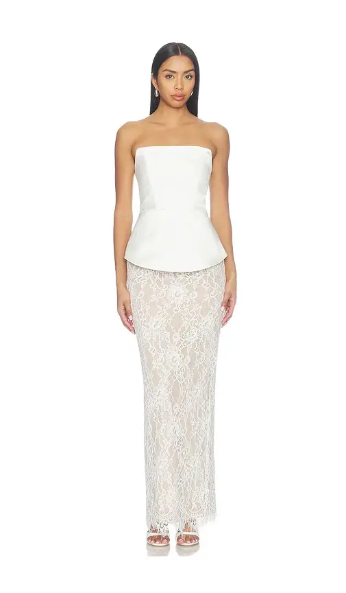 Bronx and Banco Strapless Satin And Lace Maxi Dress