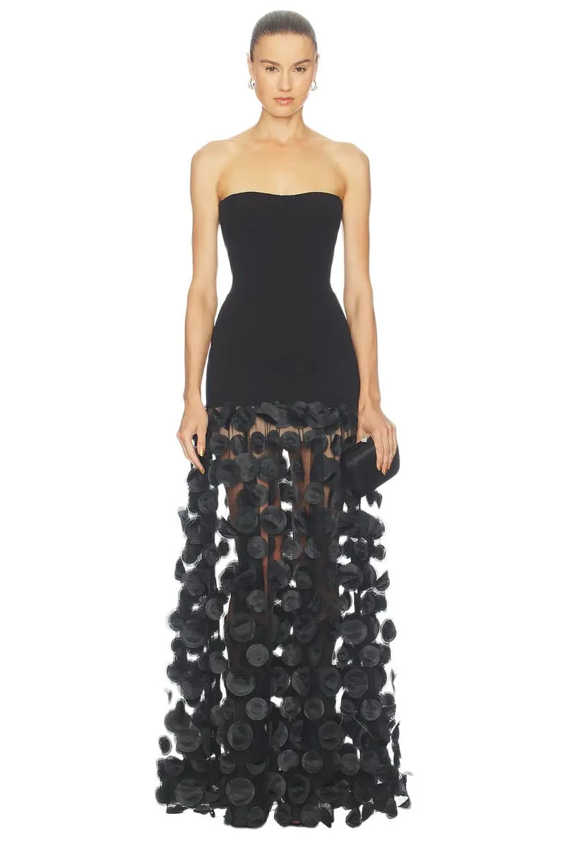 Bronx and Banco Sleeveless 3D Embellished Gown