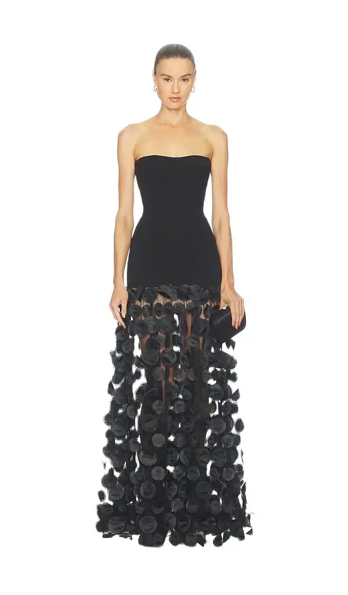 Bronx and Banco Sleeveless 3D Embellished Gown