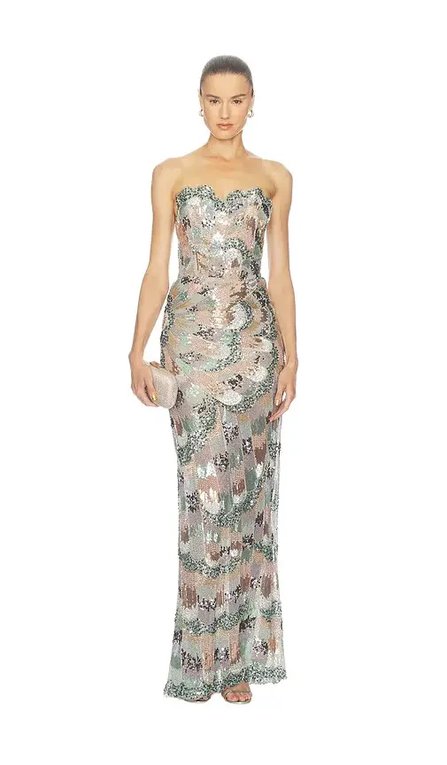 Bronx and Banco Strapless Embellished Maxi Dress