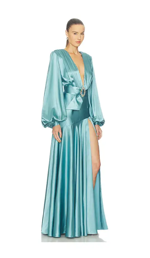 Bronx and Banco Long Sleeve V-neck Gown | Thumbnail 2 Bronx and Banco Long Sleeve V-neck Gown | Thumbnail 2
