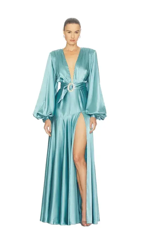 Bronx and Banco Long Sleeve V-neck Gown