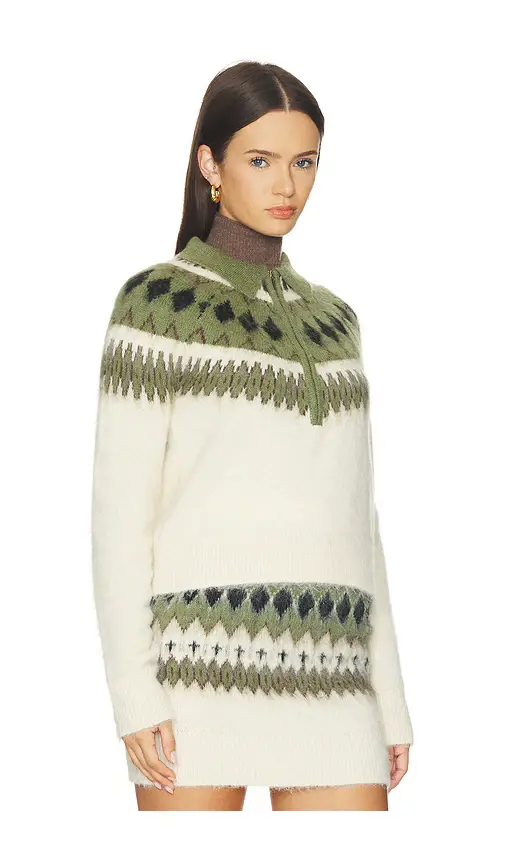susana monaco Fair Isle Sweater Half Zip Sweater | Thumbnail 2 susana monaco Fair Isle Sweater Half Zip Sweater | Thumbnail 2