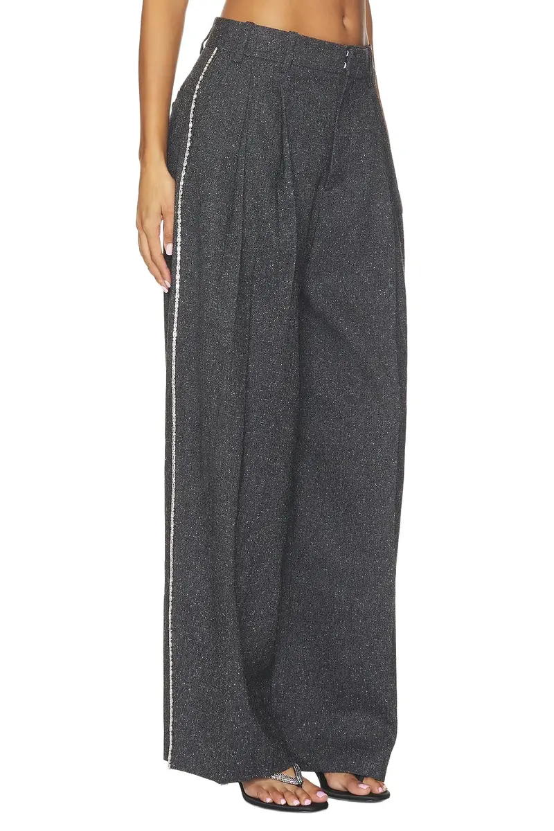Mid-rise Tailored Pant With Embellished Chain Mid-rise Tailored Pant With Embellished Chain