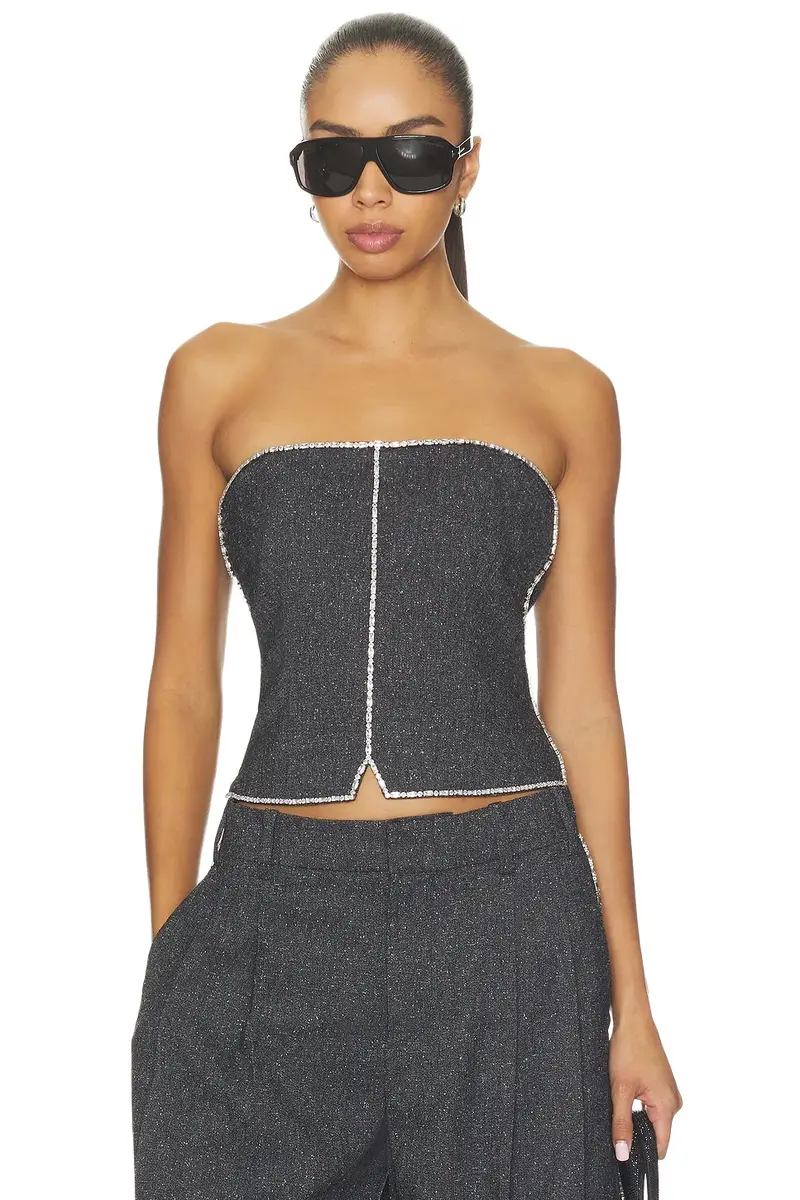 Alexander Wang Strapless Bustier Top With Embellished Chain