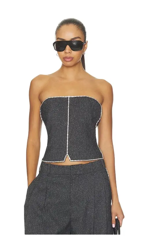 Strapless Bustier Top With Embellished Chain