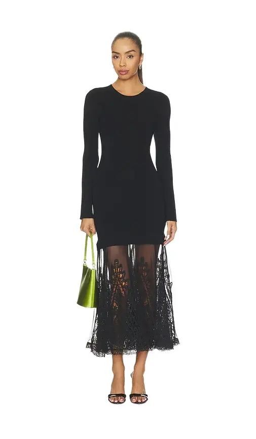 Sea Vali Embroidered Mixed Media Maxi Dress