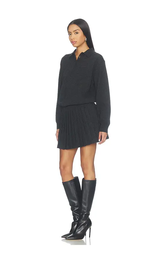 Alexander Wang Long Sleeve Polo Dress With Heat Pressed Skirt | Thumbnail 2