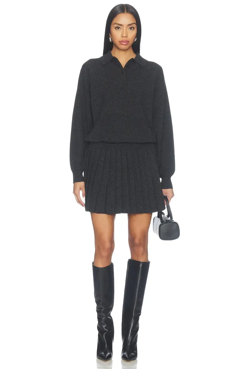 Long Sleeve Polo Dress With Heat Pressed Skirt Long Sleeve Polo Dress With Heat Pressed Skirt