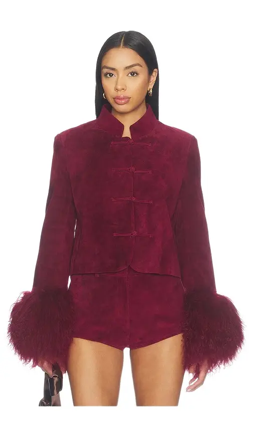 Leighton Shearling Trim Suede Jacket Leighton Shearling Trim Suede Jacket