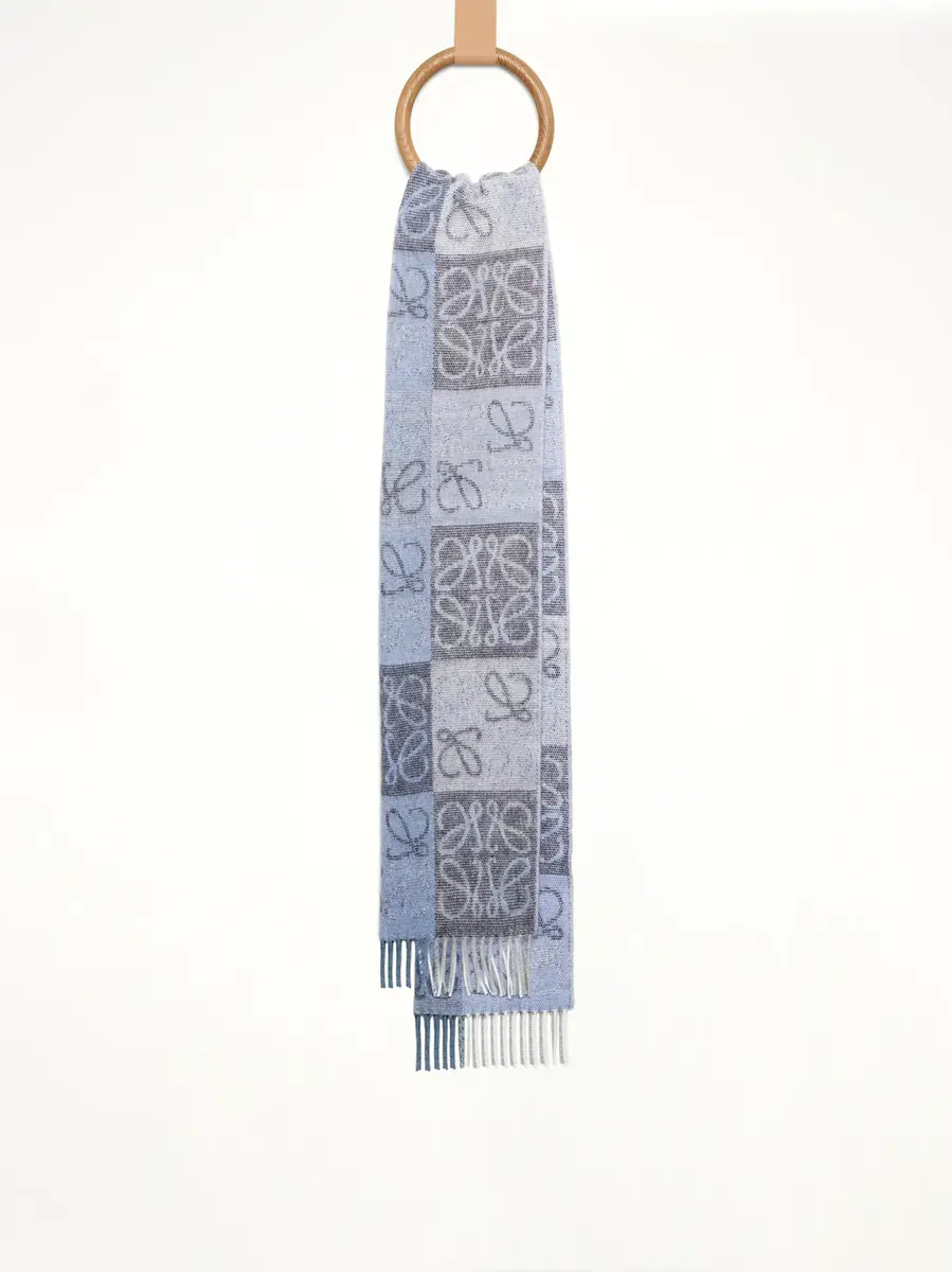 Loewe Anagram Wool Cashmere Scarf in Blue/white | Thumbnail 2 Loewe Anagram Wool Cashmere Scarf in Blue/white | Thumbnail 2