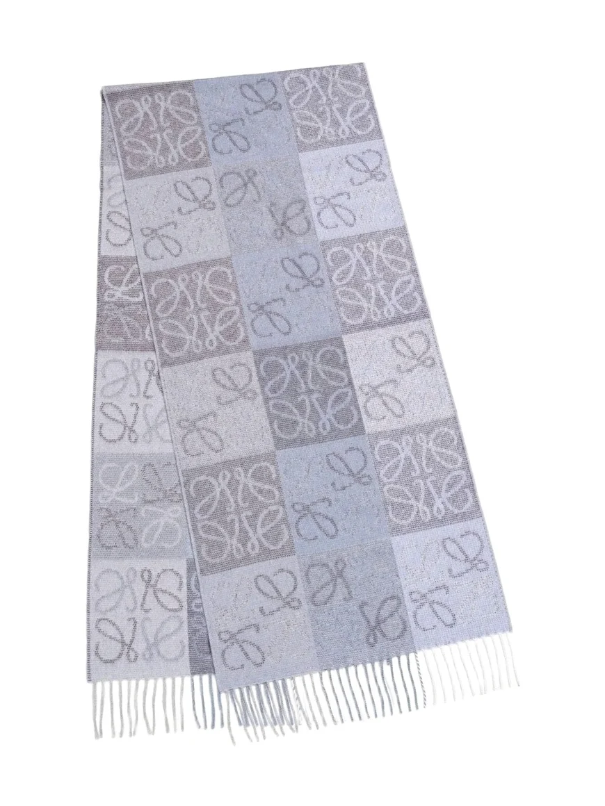 Anagram Wool Cashmere Scarf in Blue/white