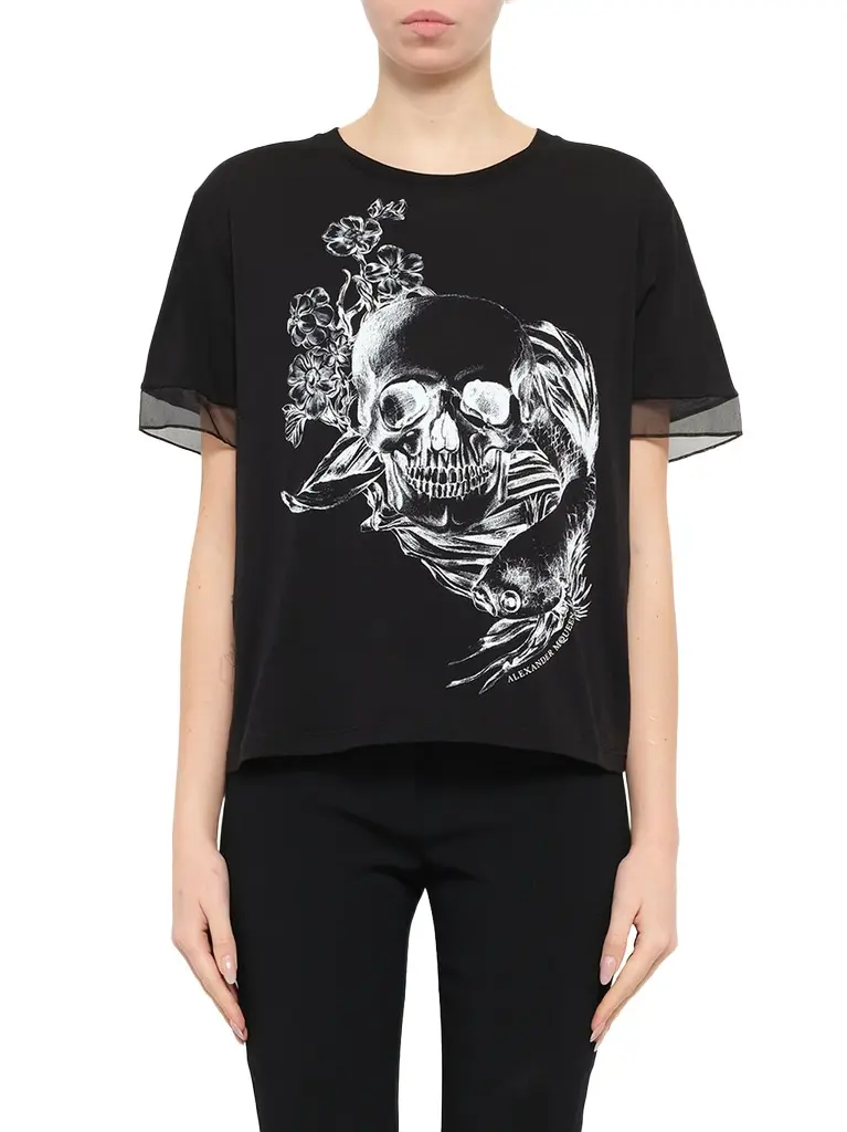 Alexander Mcqueen Fish Skull Tee in Black/white Alexander Mcqueen Fish Skull Tee in Black/white