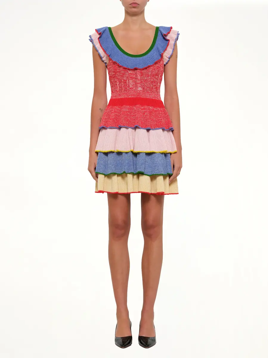Alexander McQueen Multicolor Knit Mini Dress in Red/white | Thumbnail 2 Alexander McQueen Multicolor Knit Mini Dress in Red/white | Thumbnail 2