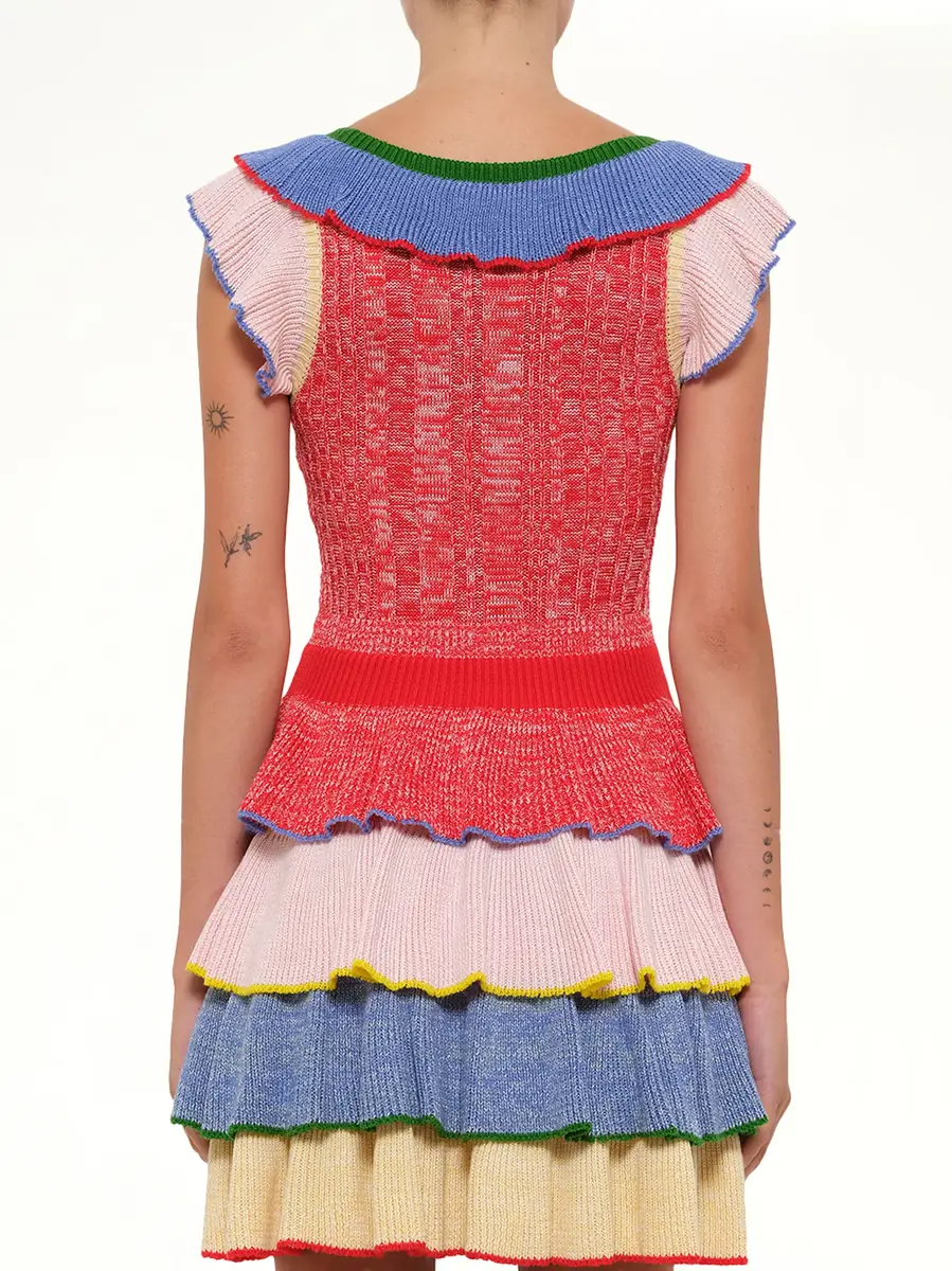 Alexander McQueen Multicolor Knit Mini Dress in Red/white | Thumbnail 3 Alexander McQueen Multicolor Knit Mini Dress in Red/white | Thumbnail 3