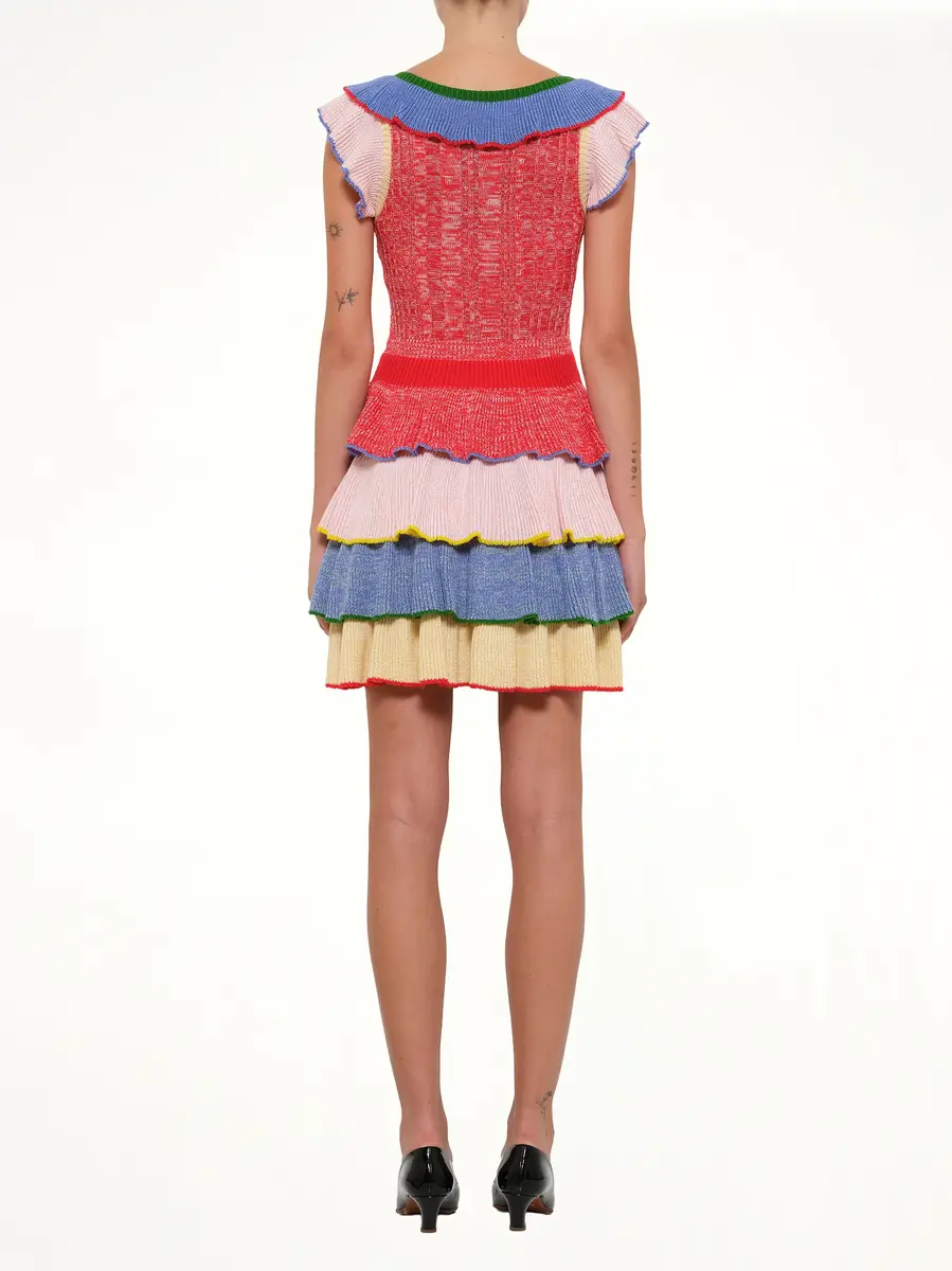 Alexander McQueen Multicolor Knit Mini Dress in Red/white | Thumbnail 4 Alexander McQueen Multicolor Knit Mini Dress in Red/white | Thumbnail 4
