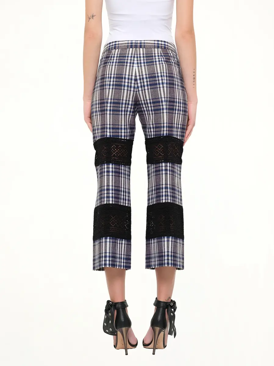 Alexander McQueen Macramé Kicks Pants in White/blue Check | Thumbnail 3 Alexander McQueen Macramé Kicks Pants in White/blue Check | Thumbnail 3
