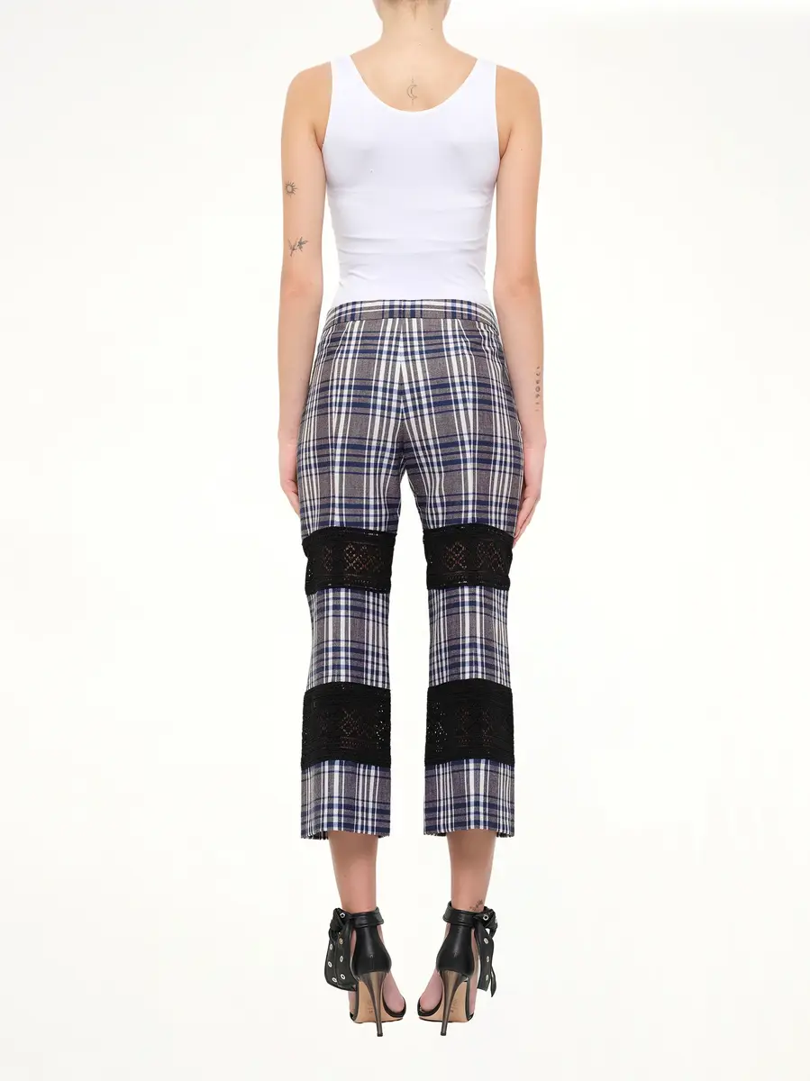 Alexander McQueen Macramé Kicks Pants in White/blue Check | Thumbnail 4 Alexander McQueen Macramé Kicks Pants in White/blue Check | Thumbnail 4