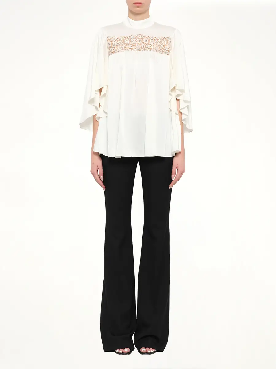 Alexander McQueen Alexander Mcqueen Fluid Satin Top in White | Thumbnail 2 Alexander McQueen Alexander Mcqueen Fluid Satin Top in White | Thumbnail 2
