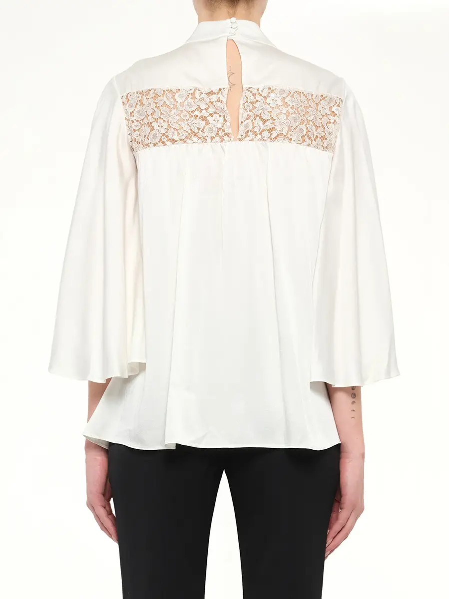 Alexander McQueen Alexander Mcqueen Fluid Satin Top in White | Thumbnail 3 Alexander McQueen Alexander Mcqueen Fluid Satin Top in White | Thumbnail 3