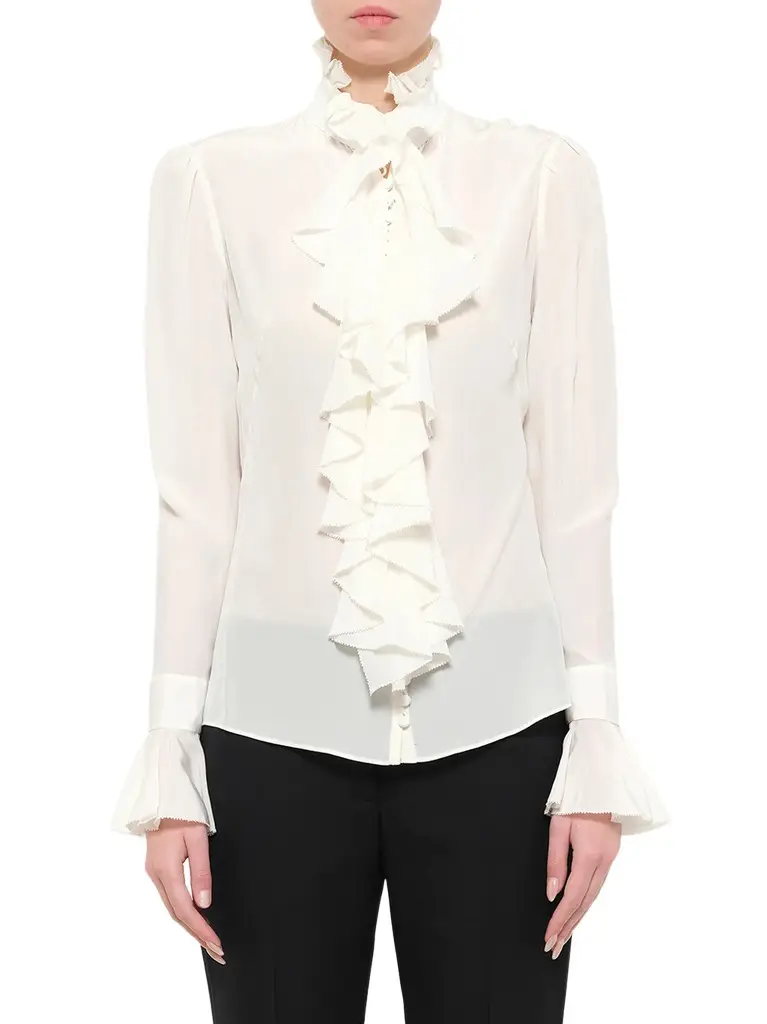 Alexander McQueen Long Sleeve Ruffle Shirt