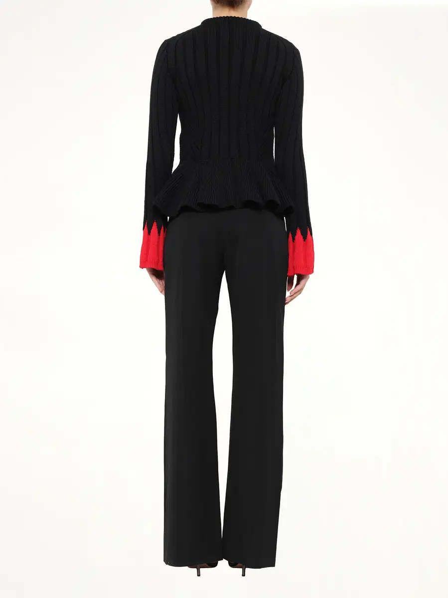 Alexander McQueen Alexander Mcqueen - Peplum Cardigan in Black/red | Thumbnail 4 Alexander McQueen Alexander Mcqueen - Peplum Cardigan in Black/red | Thumbnail 4