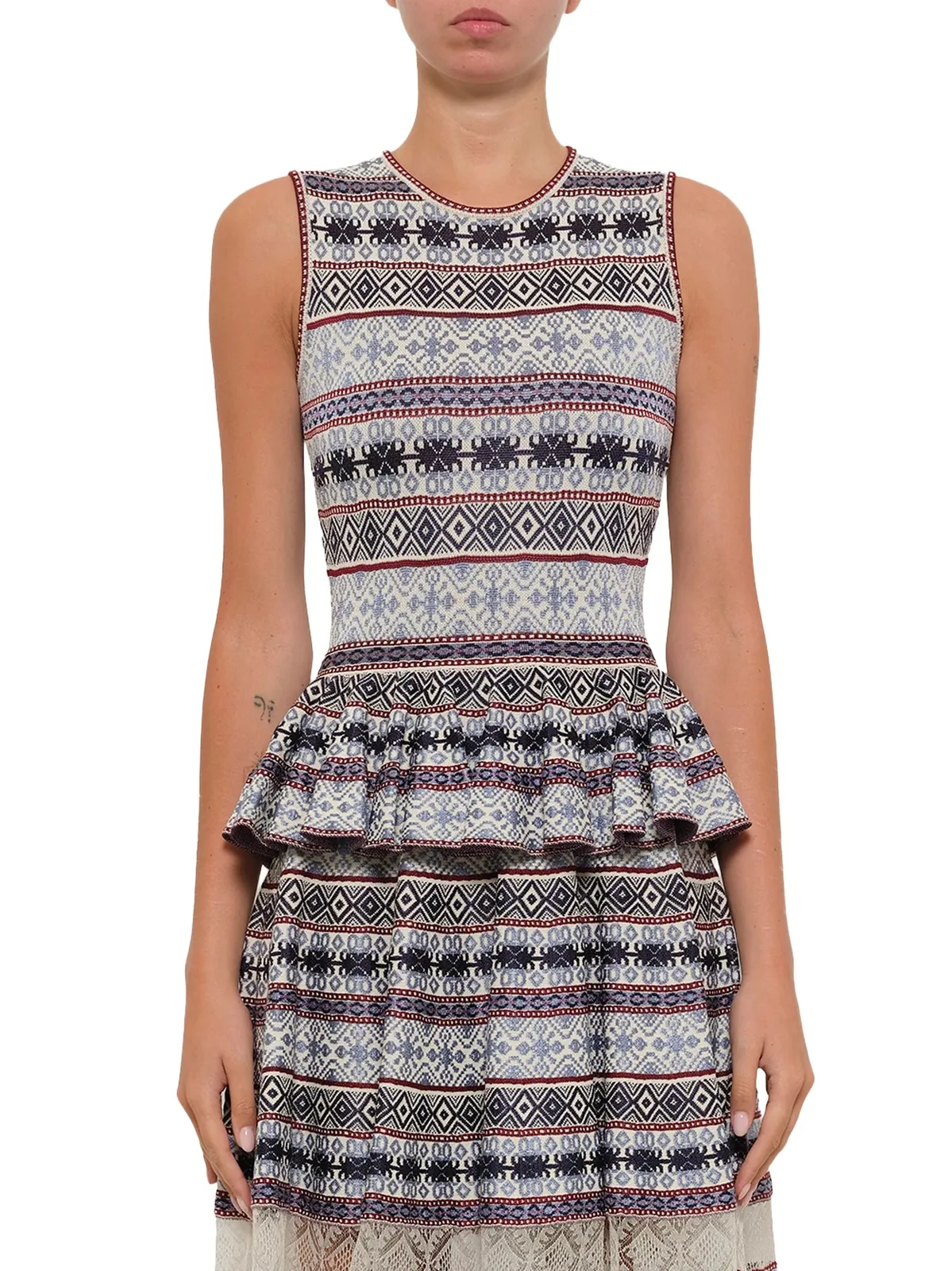 Alexander McQueen Sleeveless Peplum Dress in Pattern