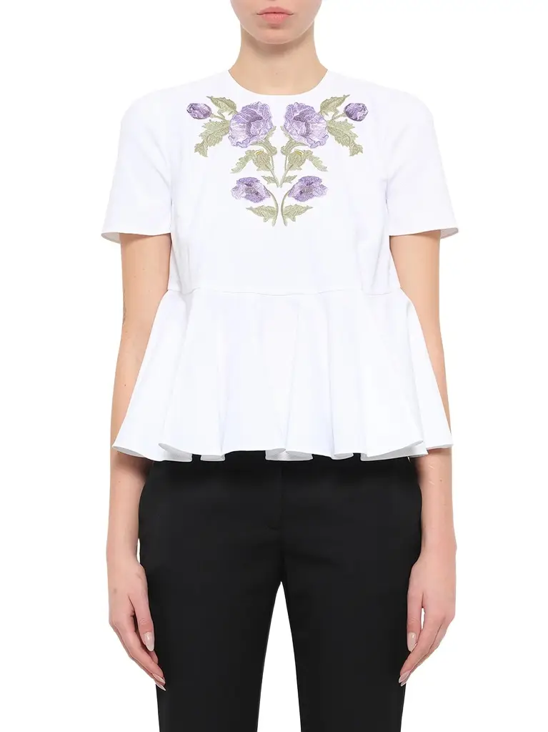 Alexander Mcqueen Cotton Piquet Top in White Alexander Mcqueen Cotton Piquet Top in White