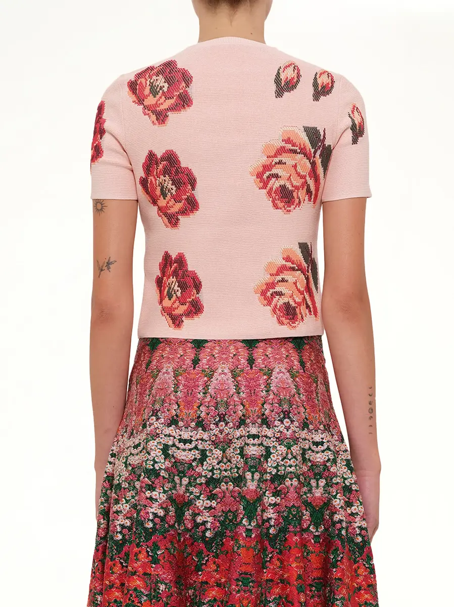 Alexander McQueen Tapesty Rose Jacquard Top in Multi | Thumbnail 3 Alexander McQueen Tapesty Rose Jacquard Top in Multi | Thumbnail 3