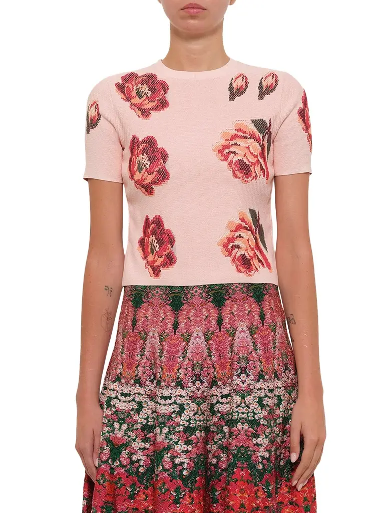 Alexander McQueen Tapesty Rose Jacquard Top in Multi