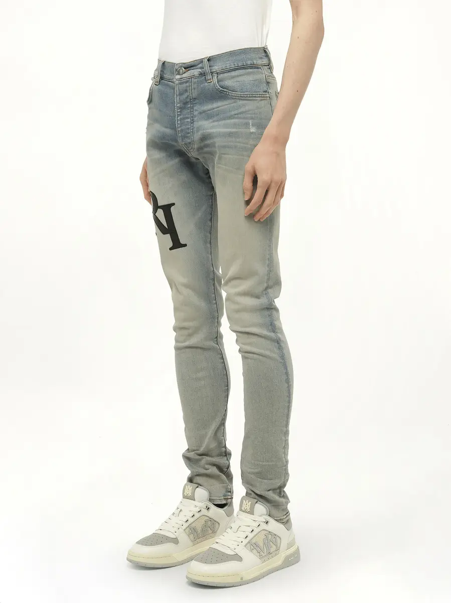 AMIRI Staggered Logo Skinny Jeans in Antique Indigo/black | Thumbnail 5 AMIRI Staggered Logo Skinny Jeans in Antique Indigo/black | Thumbnail 5