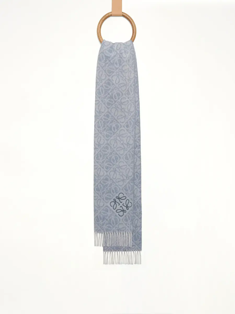 Loewe Anagram Wool Cashmere Scarf in Light Blue | Thumbnail 2 Loewe Anagram Wool Cashmere Scarf in Light Blue | Thumbnail 2