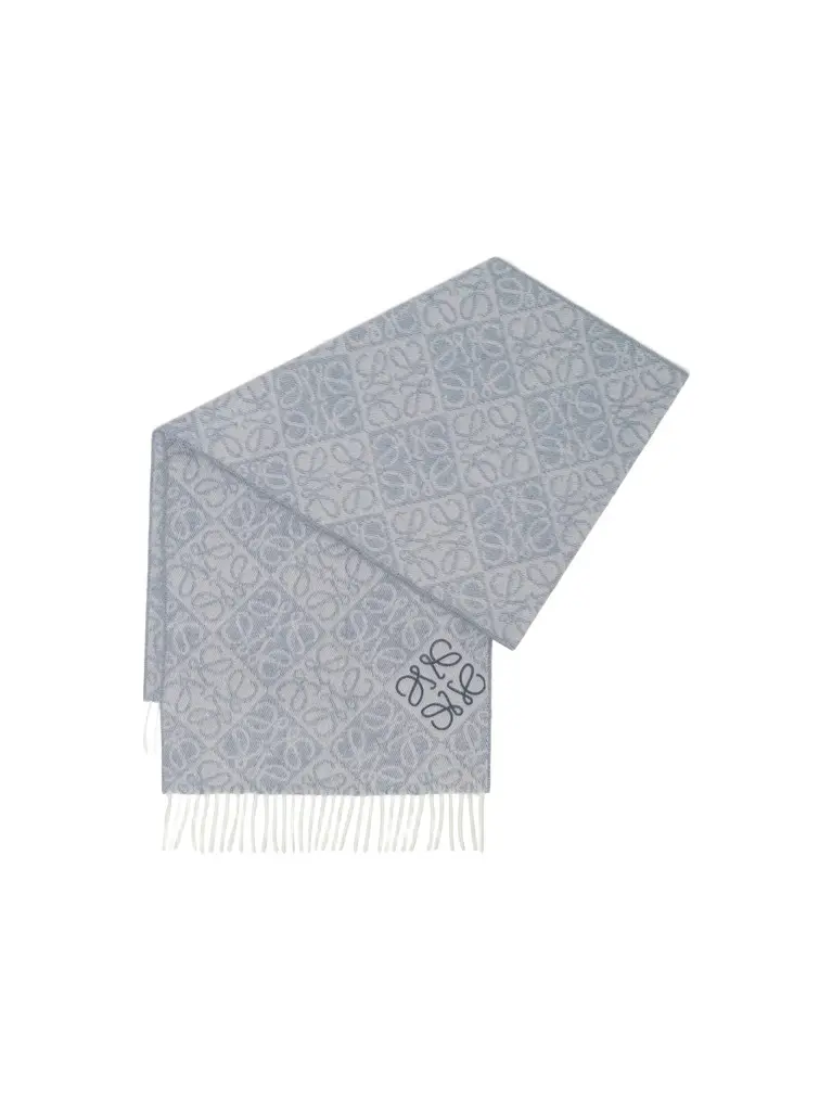 Anagram Wool Cashmere Scarf in Light Blue Anagram Wool Cashmere Scarf in Light Blue