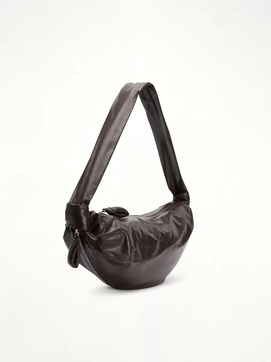 Lemaire Soft Croissant Medium Paper Leather Bag in Dark Chocolate | Thumbnail 2 Lemaire Soft Croissant Medium Paper Leather Bag in Dark Chocolate | Thumbnail 2