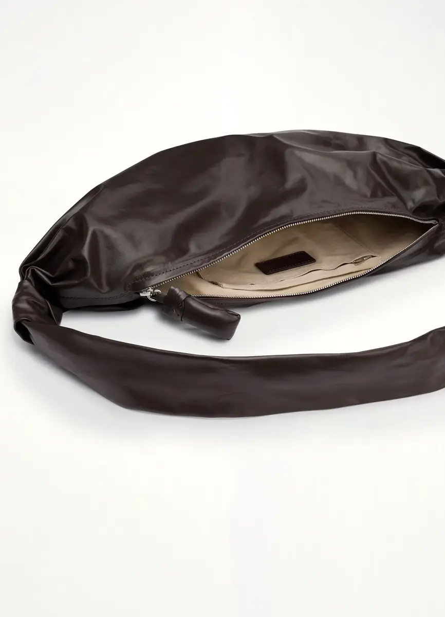 Lemaire Soft Croissant Medium Paper Leather Bag in Dark Chocolate | Thumbnail 3 Lemaire Soft Croissant Medium Paper Leather Bag in Dark Chocolate | Thumbnail 3