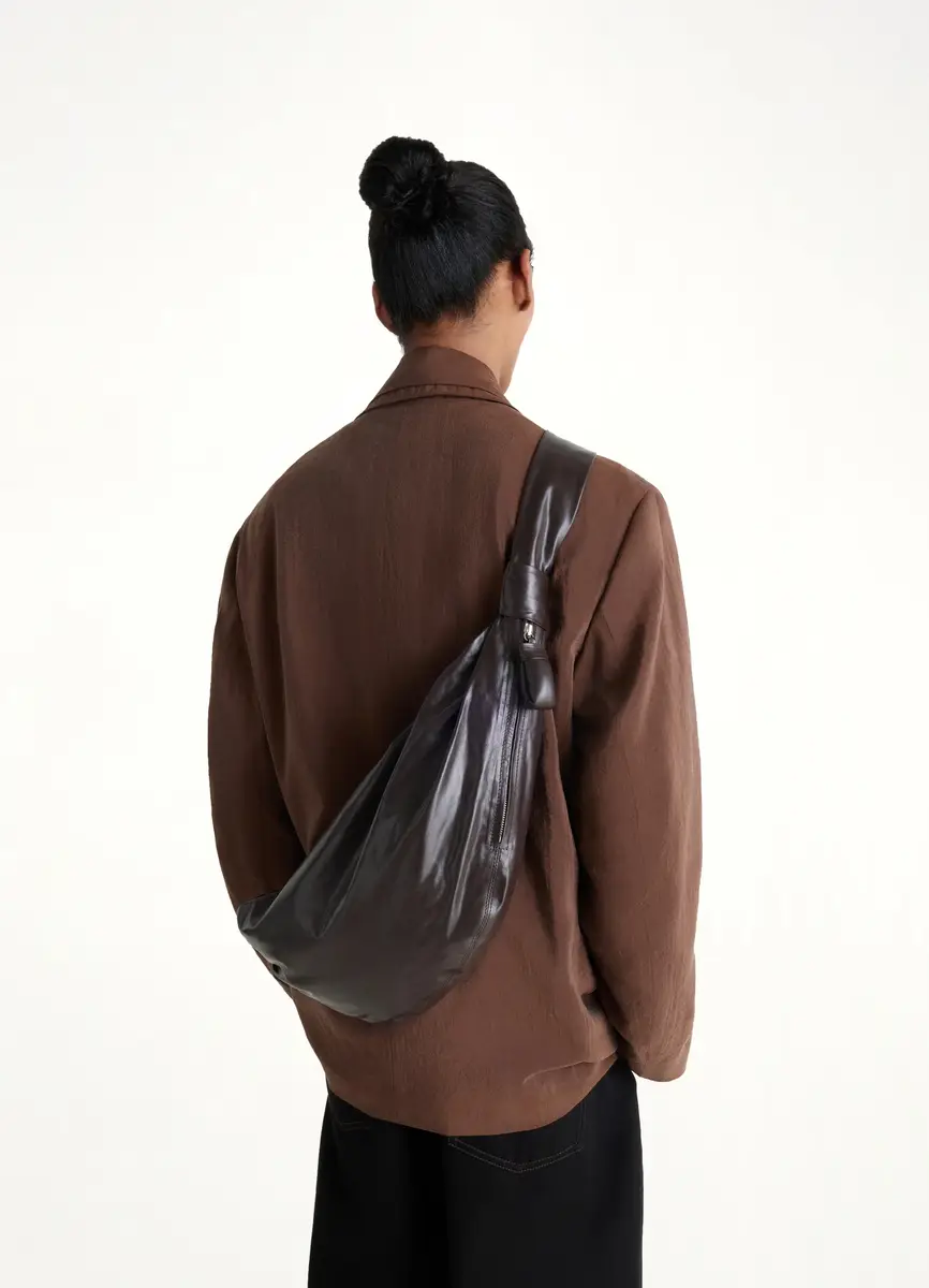 Lemaire Soft Croissant Medium Paper Leather Bag in Dark Chocolate | Thumbnail 5 Lemaire Soft Croissant Medium Paper Leather Bag in Dark Chocolate | Thumbnail 5