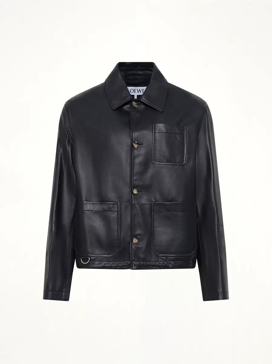 Loewe Leather Workwear Jacket in Navy Blue | Thumbnail 2 Loewe Leather Workwear Jacket in Navy Blue | Thumbnail 2