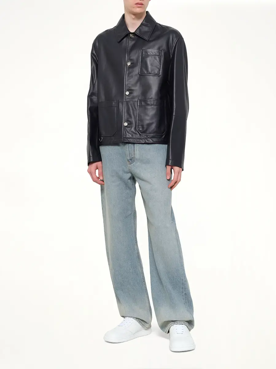 Loewe Leather Workwear Jacket in Navy Blue | Thumbnail 4 Loewe Leather Workwear Jacket in Navy Blue | Thumbnail 4