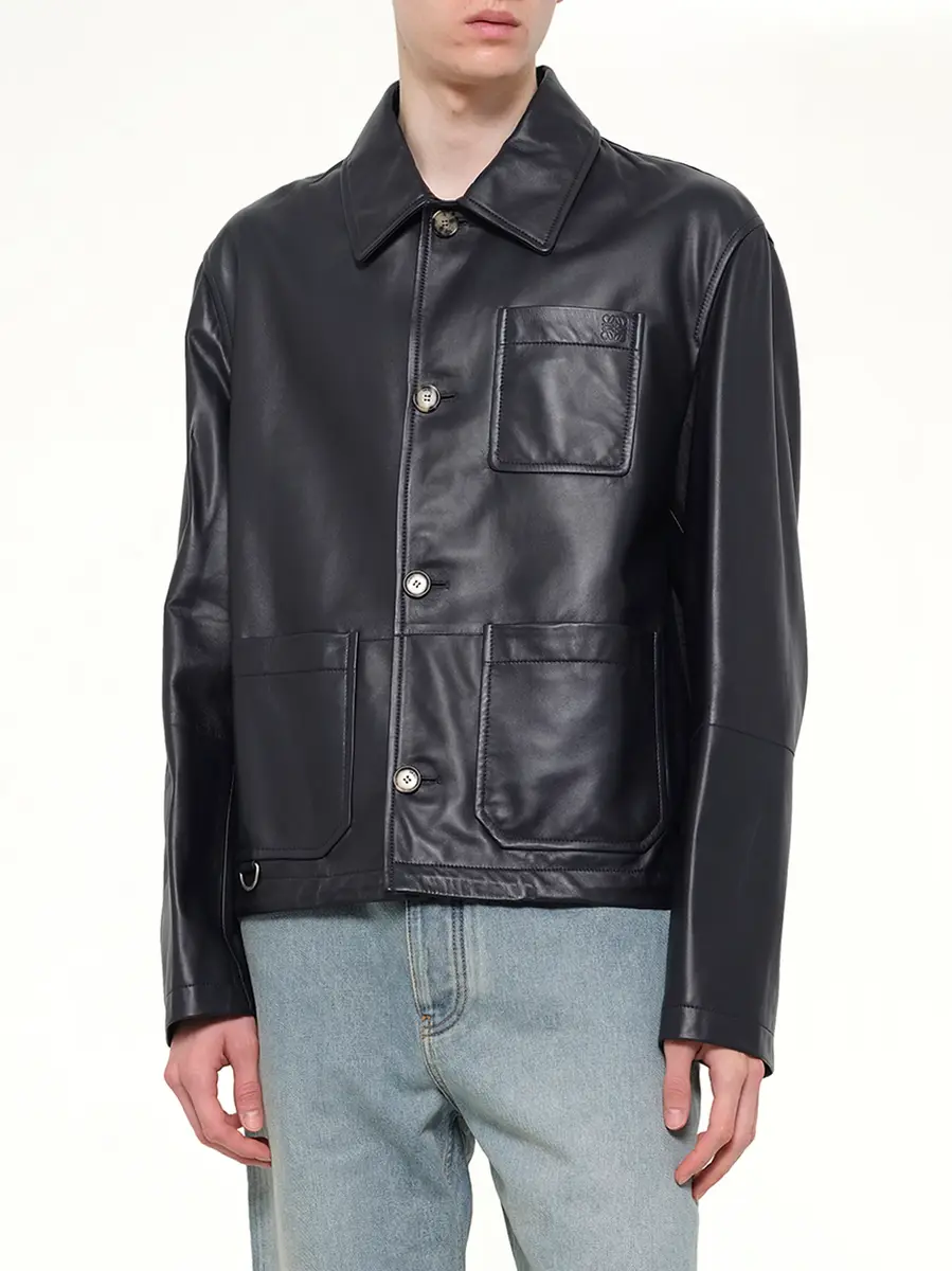 Loewe Leather Workwear Jacket in Navy Blue | Thumbnail 6 Loewe Leather Workwear Jacket in Navy Blue | Thumbnail 6